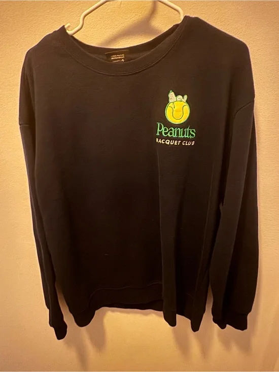 Peanuts blue Crewneck with Yellow & Green Tennis Logo