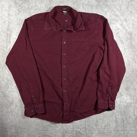 Eddie Bauer Mens TXL Classic Fit Long Sleeve Button Down Shirt Burgundy Maroon