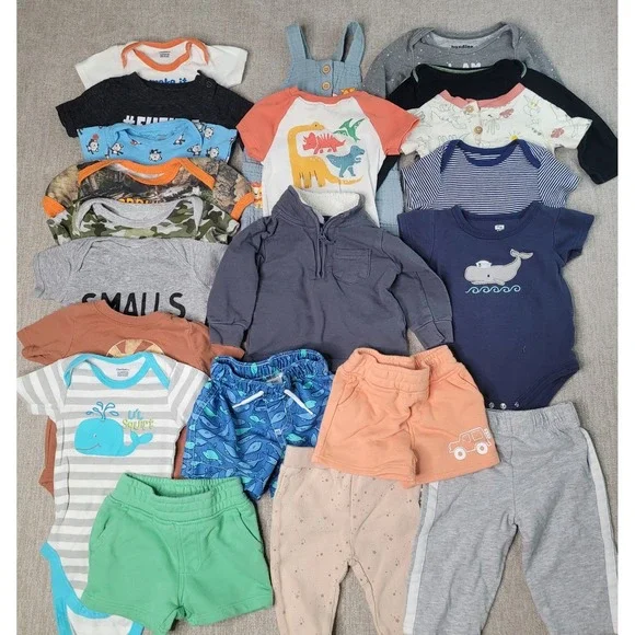 Lot of 21 Baby Boy 3 to 6 Month Clothing Lot‎ Carter Garanimals Shorts Bodysuits