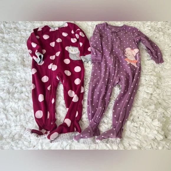Girls‎ Carter's Fleece One Piece Footed Pajamas SIZE 2T & 24M
