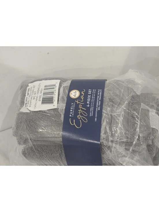 Purely Indulgent Egyptian Hygrocotton Silver 4-Piece Towel Set Hand Washcloths