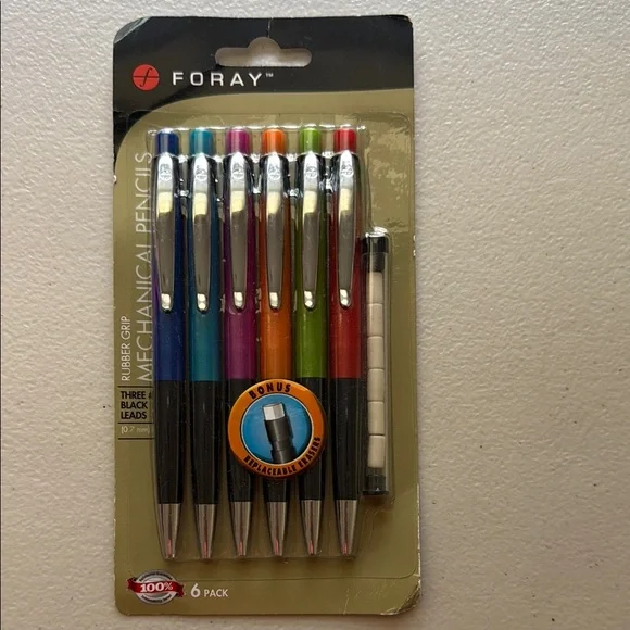 Foray 6-Pack 0.7mm Mechanical Pencil Set in Assorted Colors - Rubber Grip