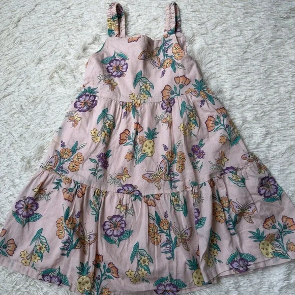 Carter's Toddler Girl Pink Tropical Floral Butterfly Sun Dress Size 4T