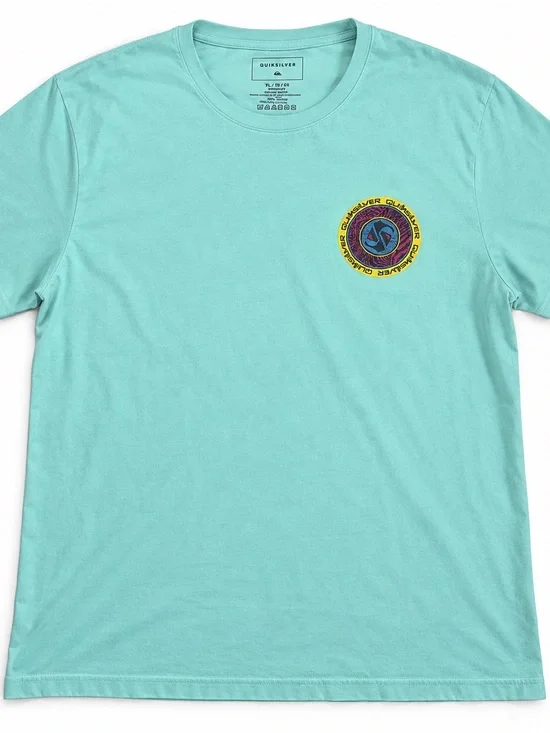Quiksilver XL Mint Green T-Shirt Colorful Logo Short Sleeve