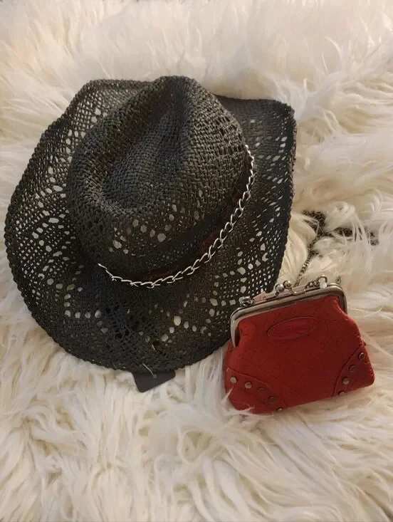 🆕️🤠Ed Hardy Black Straw Cowboy Hat, OS