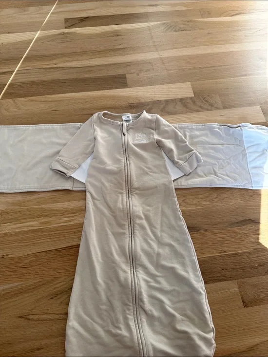 Neutral Beige Baby Sleep Sack Pajamas with Zipper- The Butterfly Swaddle