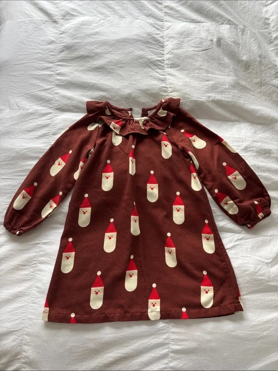 Santa Print Long Sleeve Nightgown