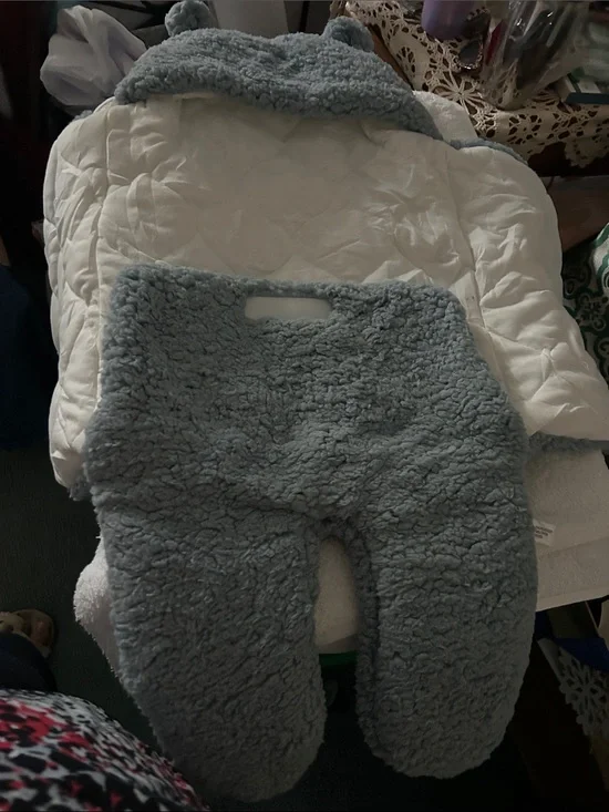 Plush Light Blue Sherpa Baby Sleep Sack with Hood