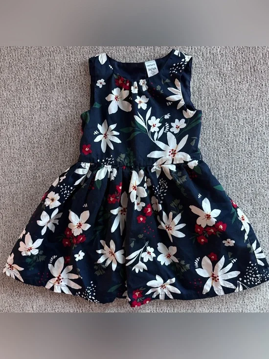 Carter's Navy Floral Sleeveless Girls Dress