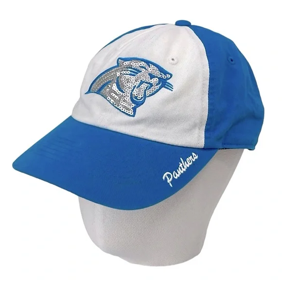 NFL Team Apparel one size adjustable Carolina Panthers‎ sequin baseball hat.