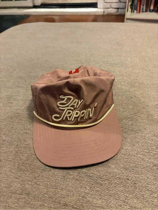 Day Trippin' Rope-Trim Cap in Dusty Rose