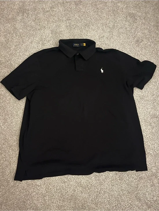 Ralph Lauren Black Polo Shirt with White Pony Logo