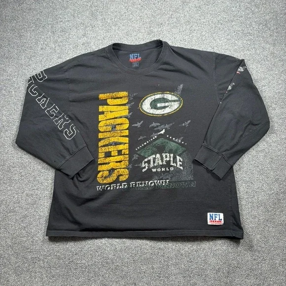 Staple NFL Green Bay Packers Shirt‎ Mens 2XL Black Long Sleeve Streetwear USA