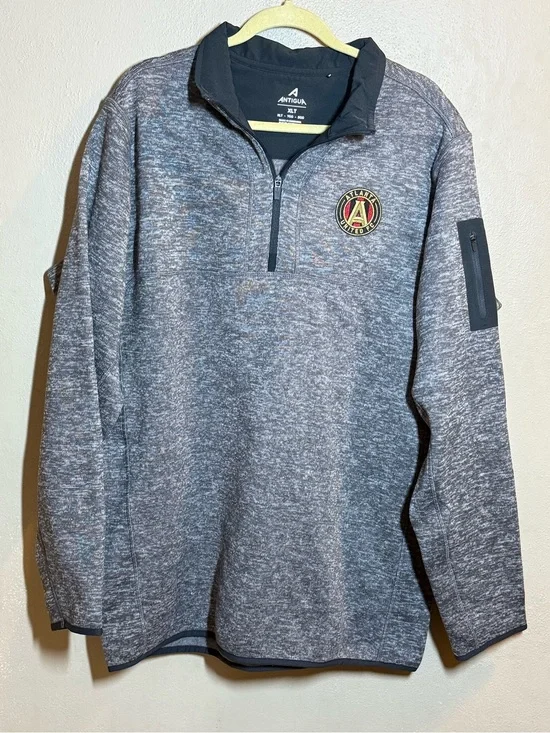 NWOT Mens Antigua Atlanta United FC 1/4-Zip Gray Pullover Sz XLT