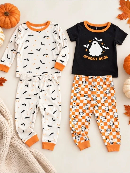 Chickpea Baby Boy 12M Halloween Pajamas 2 Sets Ghost Bat 100% Cotton