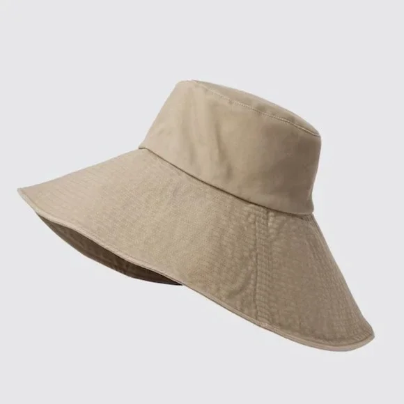 Uniqlo C UV Protection Wide Brim Sun Hat Womens OSFA Beige Beach Minimalist