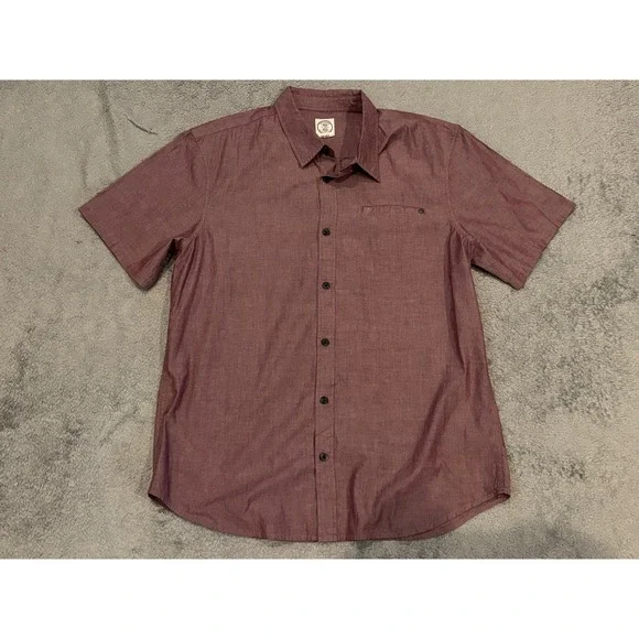 Voyager Shirt Mens XL Purple Button Up Short Sleeve Casual Menswear Top