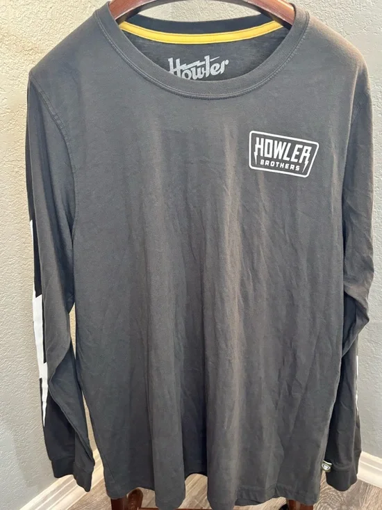 Howler Brothers Charcoal Long-Sleeve Tee with White Logo
