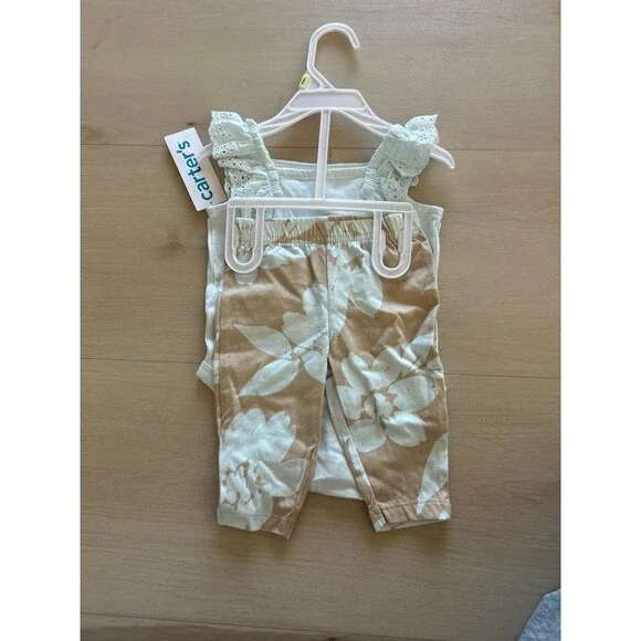 Carters Baby Girl Eyelet bodysuit pant set