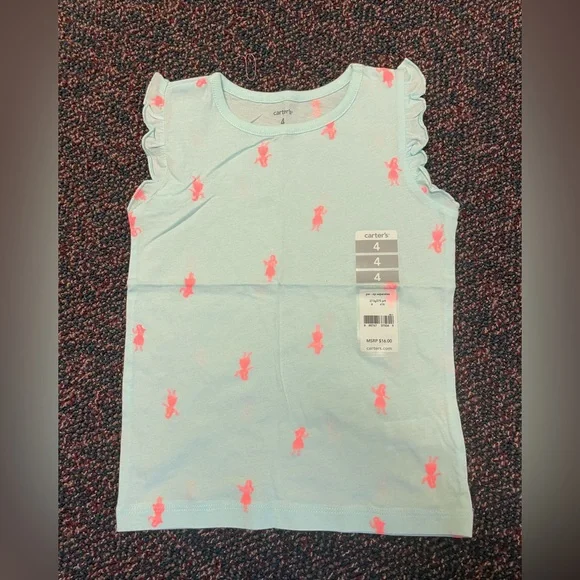 Carter's Light Blue Tank Top with Pink Bunny Print