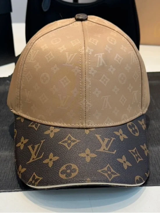 Louis. Vuitton. Get Ready Beige and Brown Signature Monogram Hat Cap