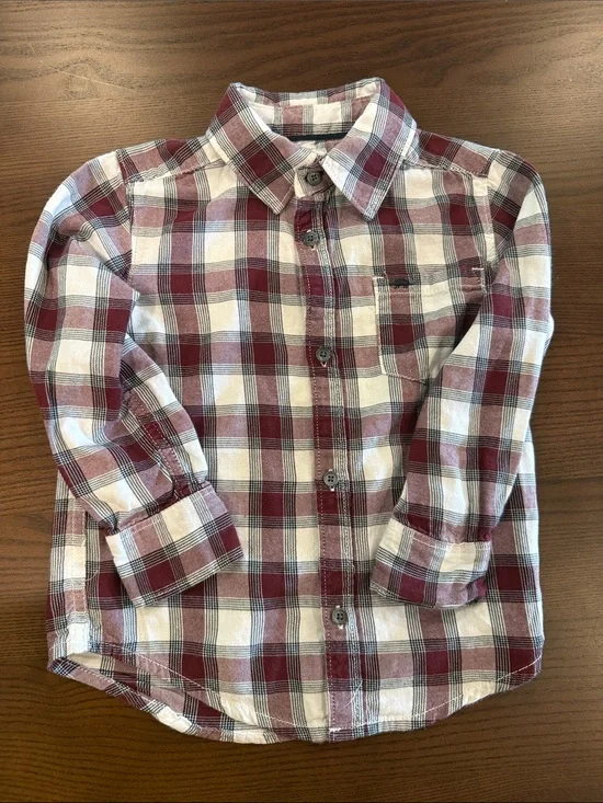 Carter's Red and White Plaid Button-Down Shirt