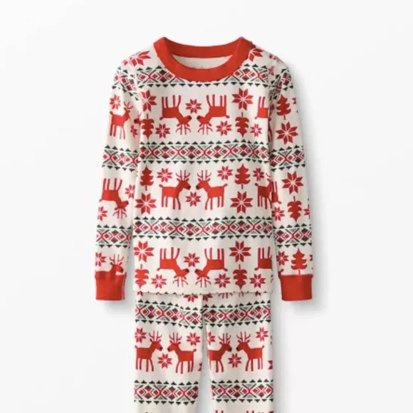 Hanna Anderson Holiday Dear Deer Long John Pajama Top Size 10