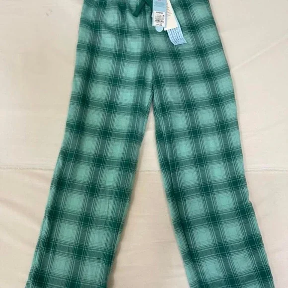 Cat &‎ Jack green and white plaid polyester pants size L (10/12)