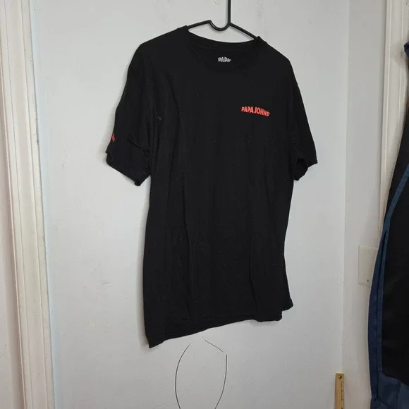Papa Johns Mens XL Black Hungry For Better Graphic Logo T-Shirt Short Sleeve