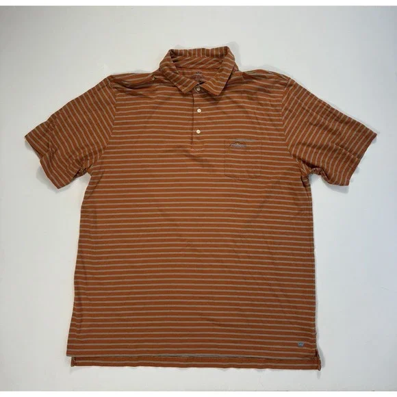 Peter Millar Mountainside Collection Polo Mens XL Orange Blue Ledge Rock Striped