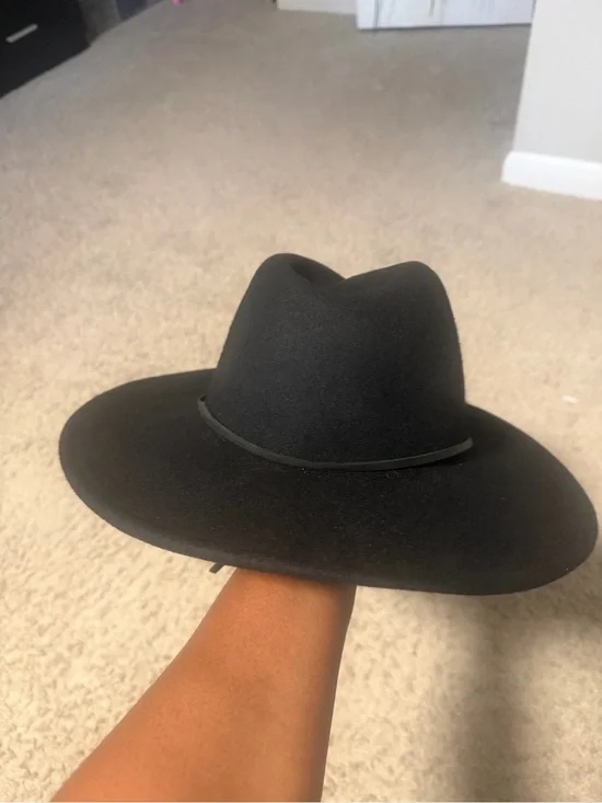 Brixton Field Crossover Black Wide Brim Hat Chin Cord Medium 58cm