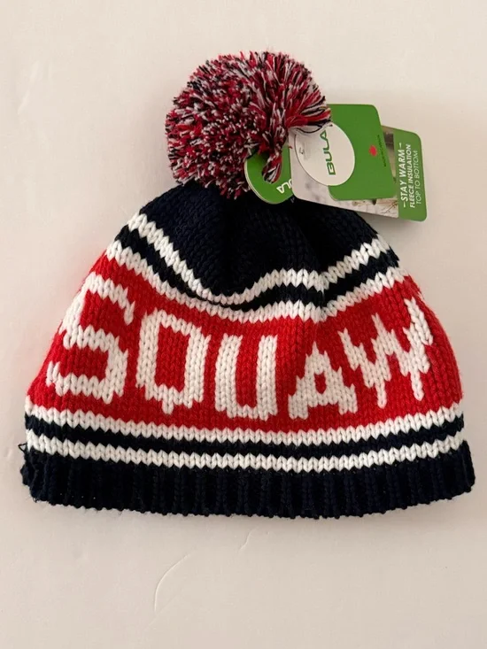 Bula Pom Pom Squaw Valley Tahoe Retro Fleece Lined Beanie NWT