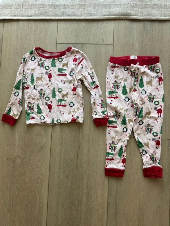 Mud Pie Christmas Pajama Set with Red Trim