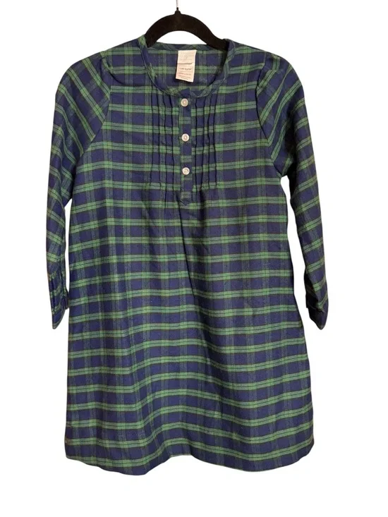 Edgehill Collection Plaid Green & Navy Kids Nightgown NWT Size 5