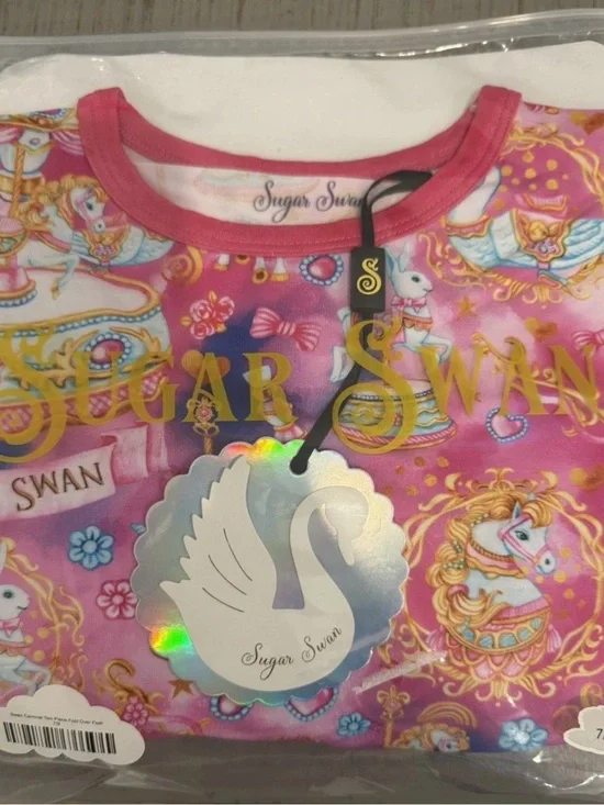 Sugar Swan girls bamboo pajama set size 7/8 “ carnival print” NWT