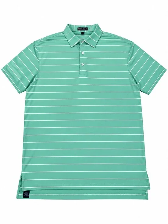 Peter Millar Summer Comfort Green Striped Castle Hills Golf Polo Men’s Large