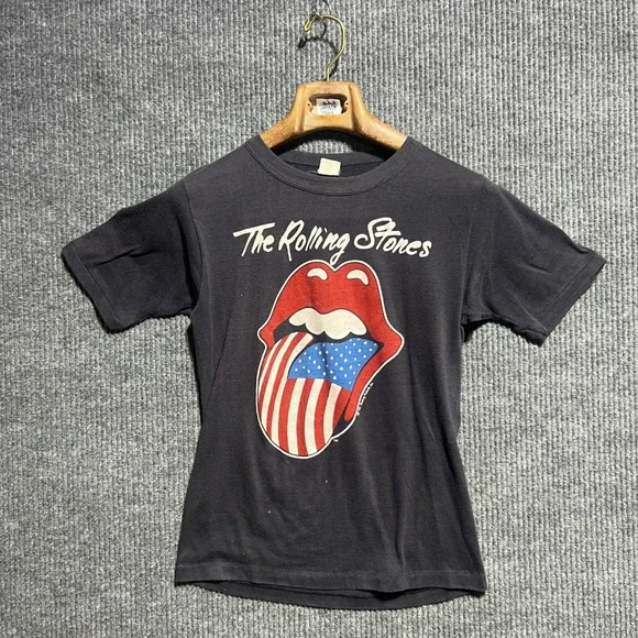 Vintage Rolling‎ Stones T Shirt Mens Small Black 1981 North American Tour Band T