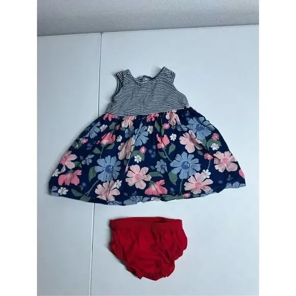 Carter's Girl's Baby Size 9M Floral Pattern Dress and Underpants