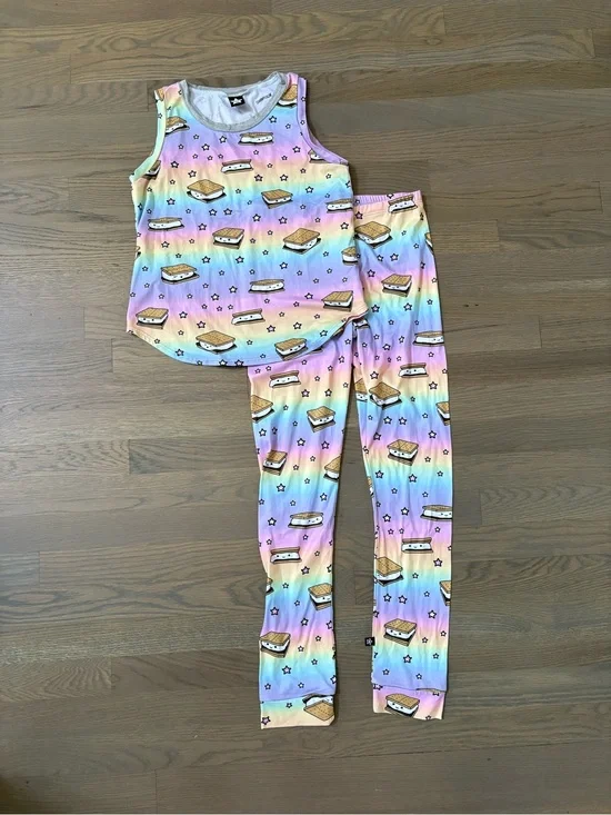 Teen Rainbow S'mores Pajama Set - Sleeveless Top & Leggings