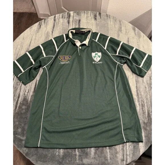 MENS LFR IRELAND Rugby SHIRT Live For Rugby Irish Heavy Duty JERSEY Size L