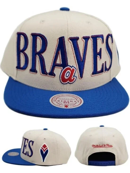 Vintage Atlanta Braves Snapback Hat - Blue & Cream MLB Cap for Sports Fans