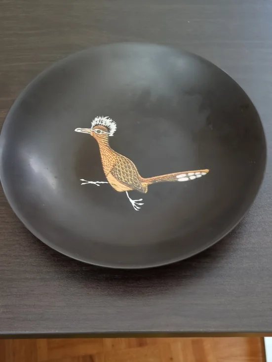 Couroc Of Monterey Bowl with Inlaid Road Runner Design