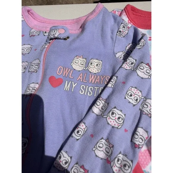 CHILDREN'S PLACE Toddler 3T Footed Pajamas Set Of 2 Pink/Purple Worn Once