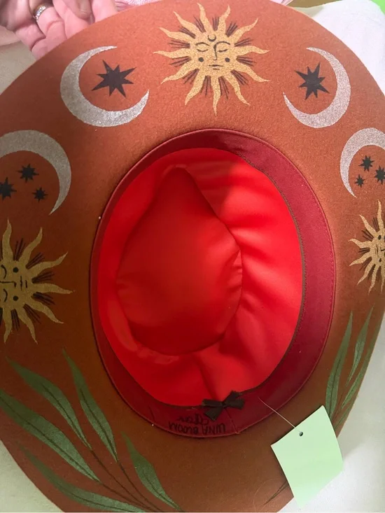 NWT Lulu Bloom Felt Wide-Brim Hat in Rust