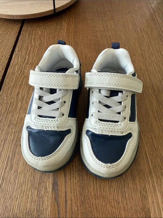 Kids Navy and White Casual Sneakers - Slip On, Velcro Closure