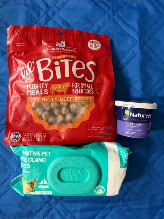 Dog Bundle Lil' Bites Itty Bitty Beef Recipe - Stool Ease - Anal Gland wipes
