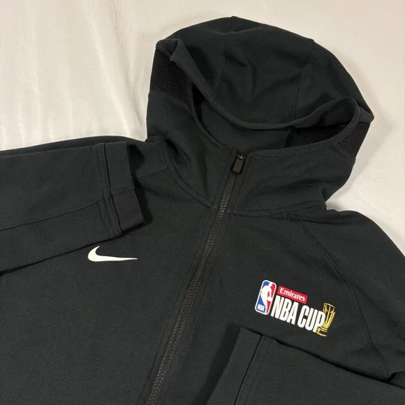 Nike NBA Cup Showtime Hoodie Men's Medium Black Full Zip Basketball CQ0306-010