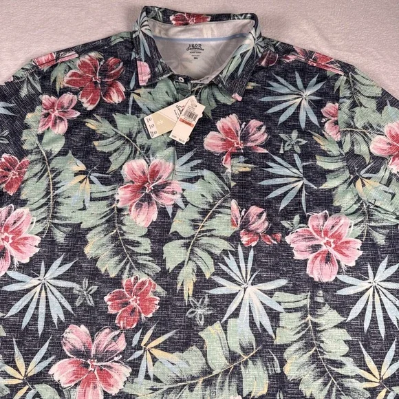 New IZOD Saltwater Mens 3XL Hawaiian Tropical Shirt NWT Relaxed Fit Short Sleeve