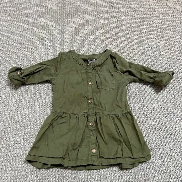 🍭6/$30 Carter’s army green long sleeve lightweight button down dress - 24 m
