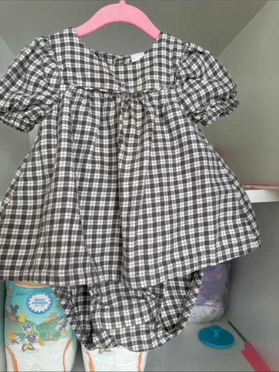 Carter's Gray and White Plaid Baby Dress with Bloomers